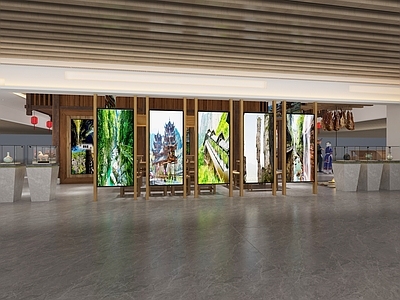 新中式现代服务中心 土家风格展厅 吊脚楼展示