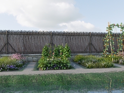 现代乡村庭院 篱笆 菜园菜地