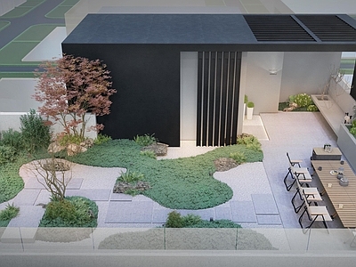 现代办公景观 屋顶花园 露台景观 楼顶廊架 花池绿化