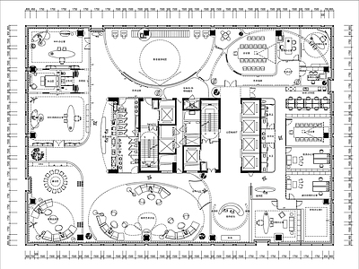 现代开放办公室 科技公司办公室 大型办公场所 共享办公室 办公会所 施工图