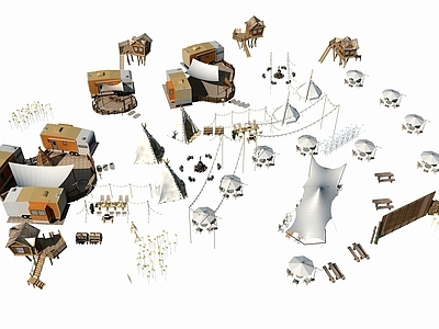 现代公园 露营公园景观 网红帐篷野餐 露营基地 度假营地