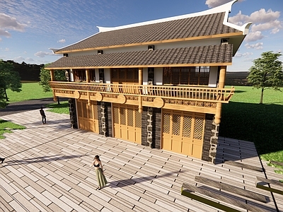 复古侘寂古建筑 少数民族 苗族 建筑 古建筑 房子