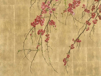 现代新中式金箔银箔 金箔花纹图案 梅花