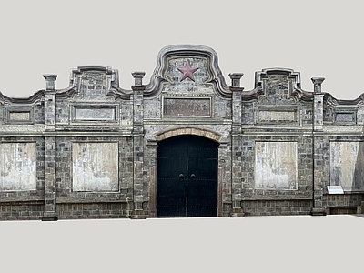 复古风格建筑 大门 建筑立面 县衙