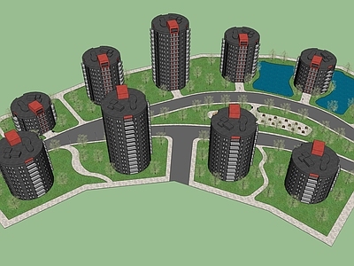 现代简约简模规划 公寓规划 圆形公寓