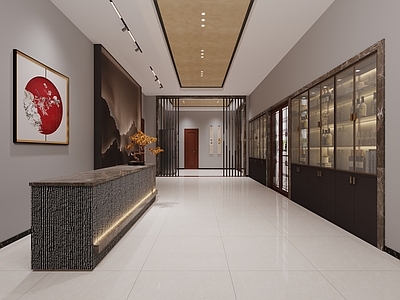 中式新中式烟酒店 中式酒庄前台