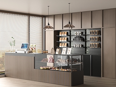 现代甜品面包店 面包店 甜品店 蛋糕店 面包店展柜 工作台