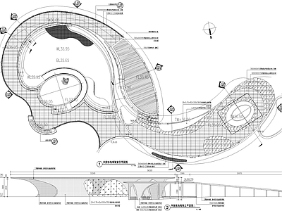 现代廊架 异形廊架 弧形廊架 钢结构廊架 风雨连廊 施工图