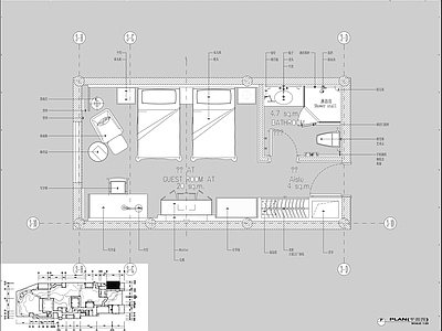 酒店客房 星级酒店双人间 施工图