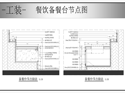 综合家具节点 餐饮备餐台节点图 施工图