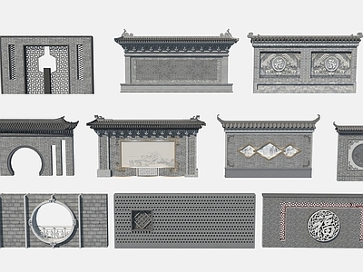 新中式景墙 中式浮雕 墙画 墙面雕刻图案 壁刻画