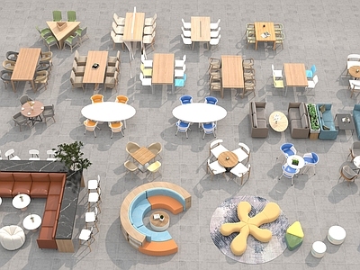 现代图书馆 现代桌椅组合 阅览室桌椅 图书馆桌椅