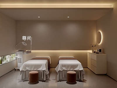 奶油侘寂美容院 美容院包间 SPA