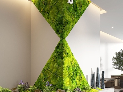 现代室内景观 现代室内景观造景 苔藓景观 植物墙 永生苔藓墙
