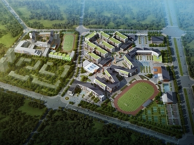 现代学校建筑 教学楼学校 九年一贯制学校 九年一贯制中学 中学 小学