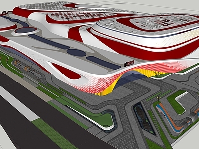 现代商场建筑 融创文旅城 商业综合体 曲线建筑mall