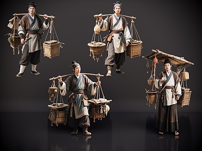 男人 2D古装人物 古装男子 古代货郎 古装卖货郎 古代小商贩