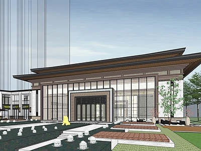 新中式售楼处建筑 售楼部