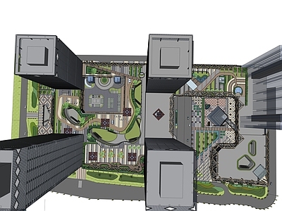 复古现代商场建筑 宝能国际金融中心 超高层商业综合体 mall屋顶花园