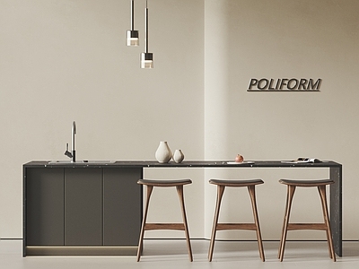 现代简约吧台 POLIFORM 吧台吧椅组合 吧凳 吧台椅 中岛台