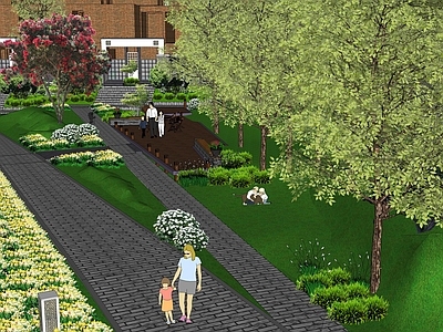 现代新中式办公景观 园区景观 办公景观