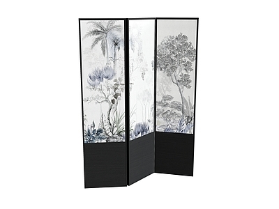 新中式现代屏风 原木屏风隔断 藤编屏风