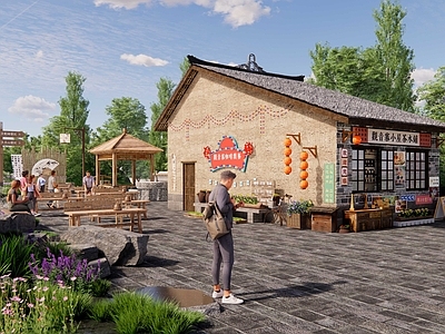新中式现代其他商业建筑 旅游景区网红商店 网红零食商铺 网红怀旧商店 景区网红打卡商店 网红商店零食铺