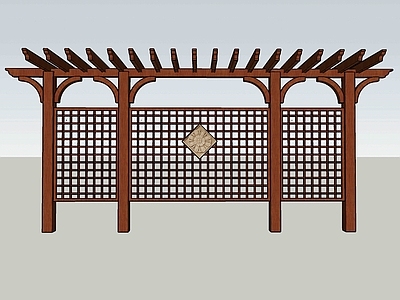 美式别墅庭院 廊架 木花架
