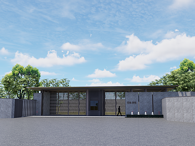 现代新中式小区建筑 高档小区入口 大门 社区入口 新中式