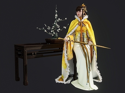 女人 古装持剑美女 古代坐姿女人