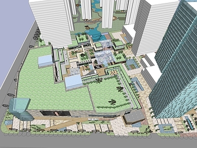 现代商场建筑 商业高层 商业裙楼 商业综合体 屋顶花园 商业街连廊