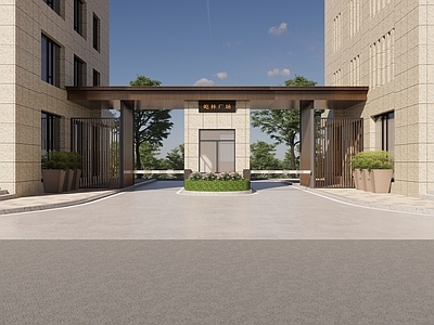 现代小公建 岗亭 小区大门