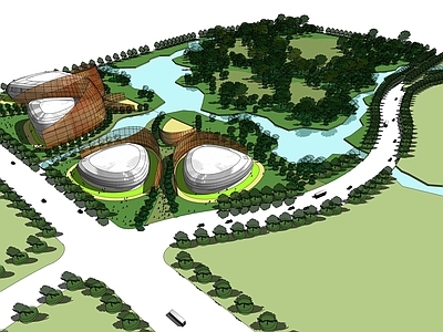 现代展览馆建筑 展览馆 文旅 生态绿色