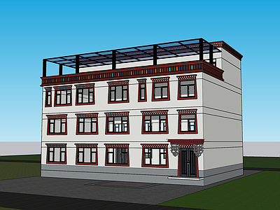 现代多层住宅 西藏元素 西藏自建房 西藏别墅 西藏建筑
