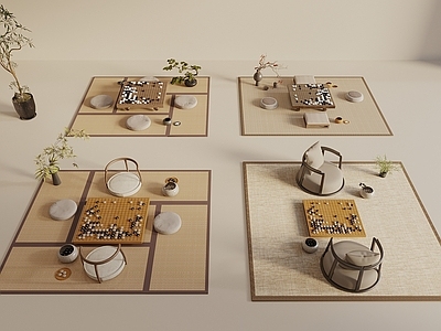 新中式原木其他桌子 棋牌桌 娱乐桌 凉席 蒲团