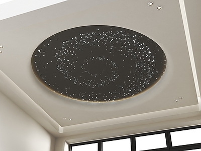 现代奶油吊顶 星空顶 圆形异形吊顶 光纤灯吊顶 奶油风吊顶吊灯 书房吊顶