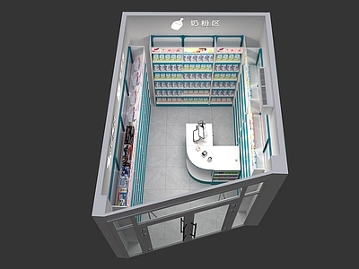 现代母婴店 母婴店 母婴生活馆 母婴店货架 收银台 奶粉柜