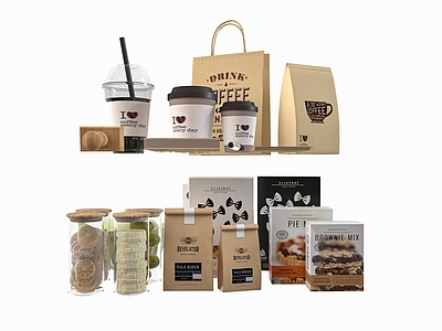 厨房用品 展示用品 咖啡杯 奶茶 笔 纸 纸袋