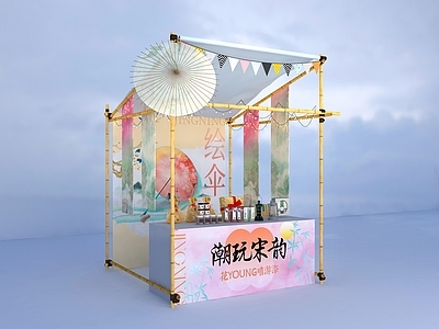 新中式中式美陈 美陈 摊位 中式摊位 宋韵摊位 竹摊位