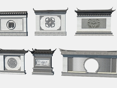新中式景墙 中式景墙围墙 影壁照壁 屏风墙 民俗文化墙