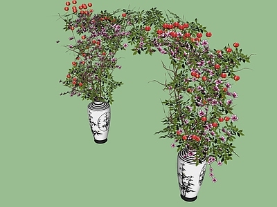 现代新中式花瓶 中式花瓶植物小灯