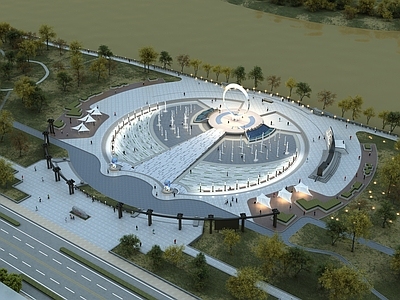 现代广场景观 公园景观 街角口袋公园