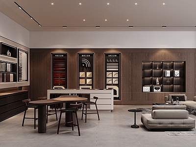 意式现代家居专卖店 定制设计区 小样区 工艺结构