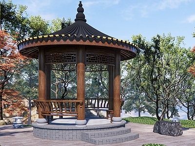 中式新中式古建筑 圆亭