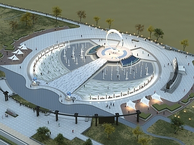 广场景观 公园景观 喷泉 街角广场 口袋公园