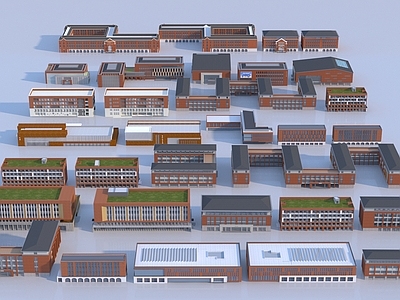 现代学校外观 现代学校建筑 中小学建筑 教学楼建筑 教学建筑 行政楼办公楼