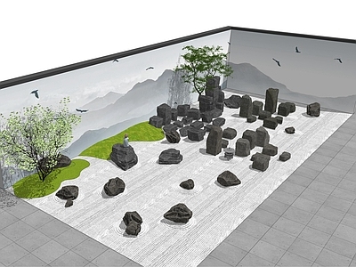 新中式中式石头 景观石 条石 片石 黑山石
