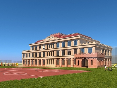 法式意式学校外观 幼儿园 儿童设施