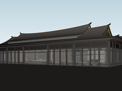 新中式中式售楼处建筑 宋式建筑 新中式 中式 售楼处 古建筑