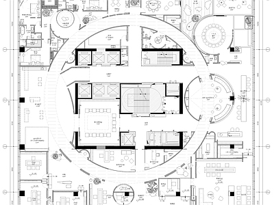 现代开放办公室 2000m² 现代办公 办公室 办公楼 施工图